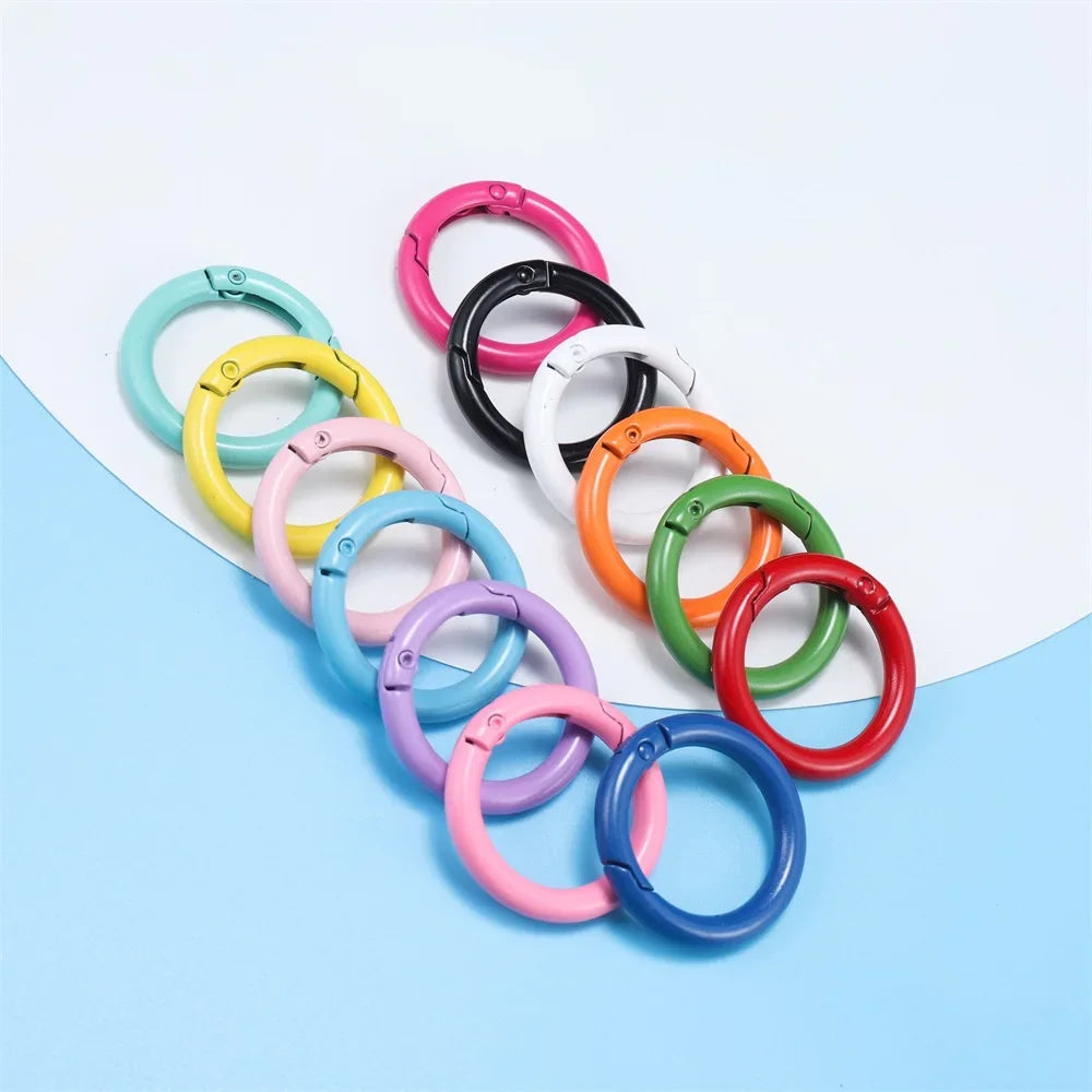 5Pcs/Lot 21 Colors Metal O Ring Spring Clasp Openable Round Carabiner Keychain Clips Hook