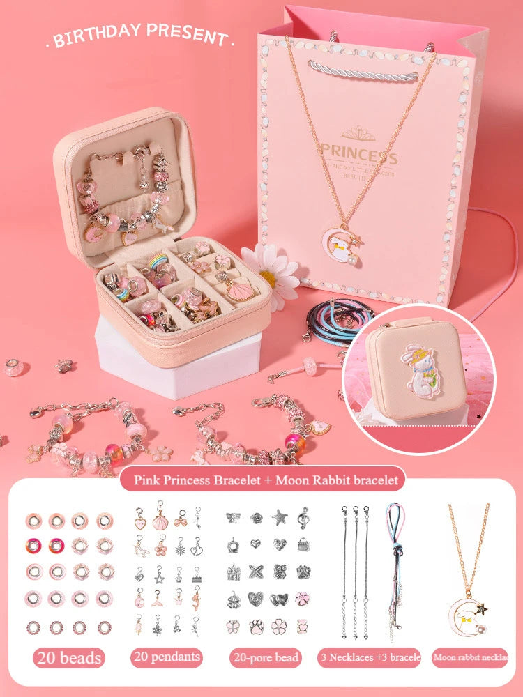 DIY handmade beaded bracelet Girl's birthday gift box set Pink