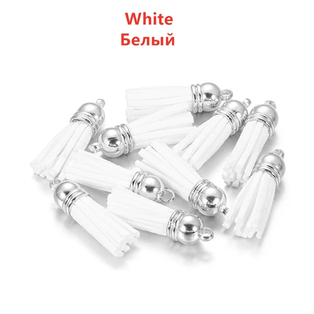 10pcs 36mm Leather Tassel Charms Straps, Suede Tassels DIY Jewelry Accessories