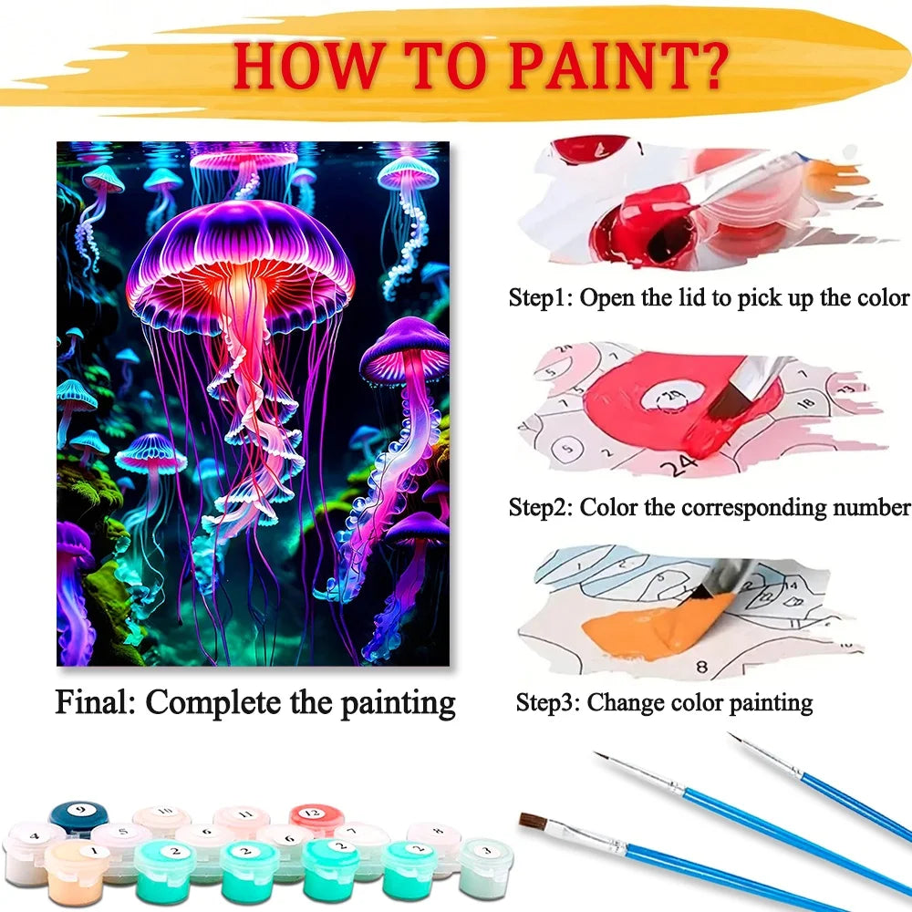 Diy Art Sea Animal Jellyfish Paint By Numbers