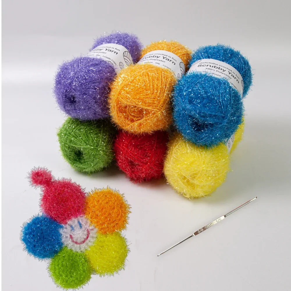 Scrubby Yarn for Scrubbies 6pcs Scrubbing Yarn Multi Colored