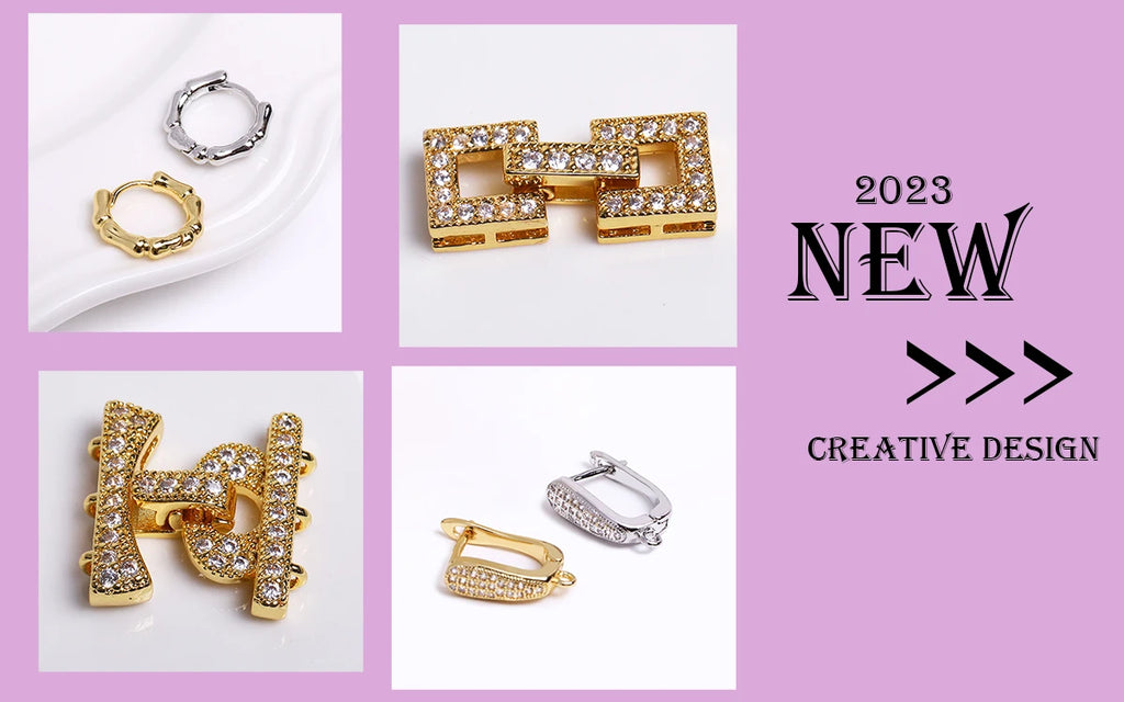 DIY Jewelry Accessories Inlaid Zircon Pearl Clasps Connectors 18K Gold Plated Pearl Clasps Fastener For Necklace Making Findings
