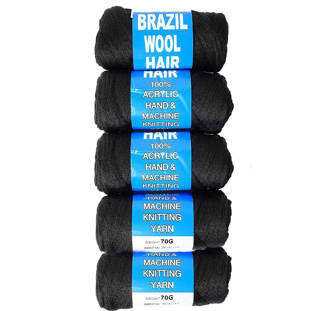 12pc Brazilian Wool Hair Synthetic Crochet Hair Extensions
