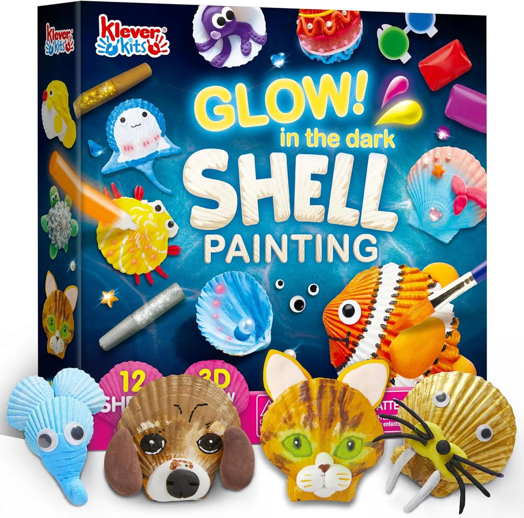 12PCS Kids Sea Shell Painting Kit toy  Glow in The Dark-Arts & Crafts for Boys Girls Ages 6+