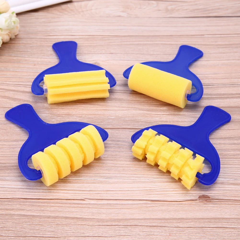 4Pcs Creative Kids Yellow Sponge Brushes