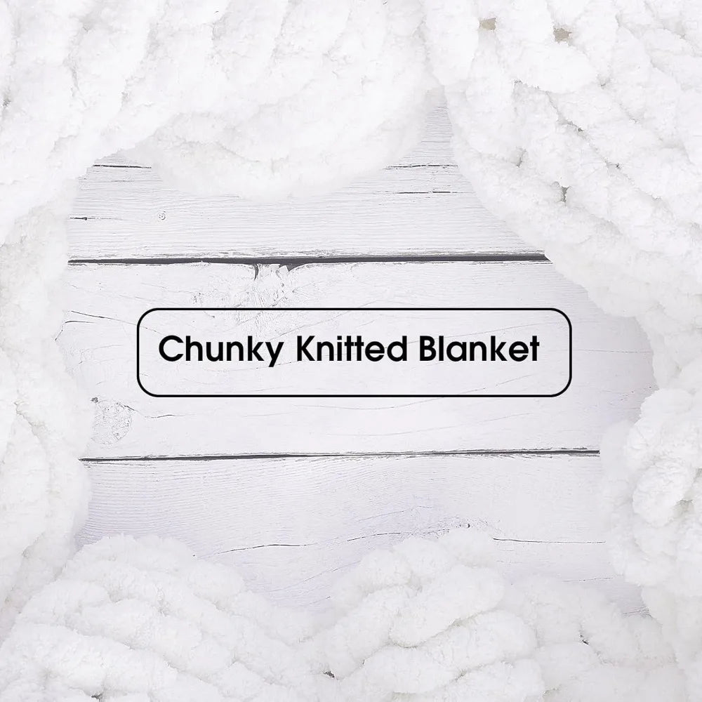 Super Bulky White Chenille Yarn for Crocheting and Knitting, Thick Fluffy Yarn for Handmade Knitted Blankets, Soft and Cozy