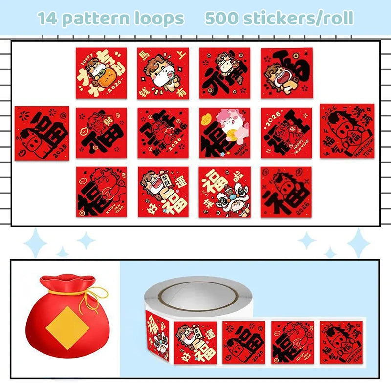2026 Year of the Horse Seal Stickers - Envelope Seals ,Lucky Gift for Lunar New Year