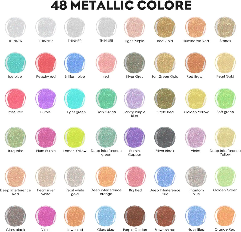 44 Color Metallic Airbrush Paint Set