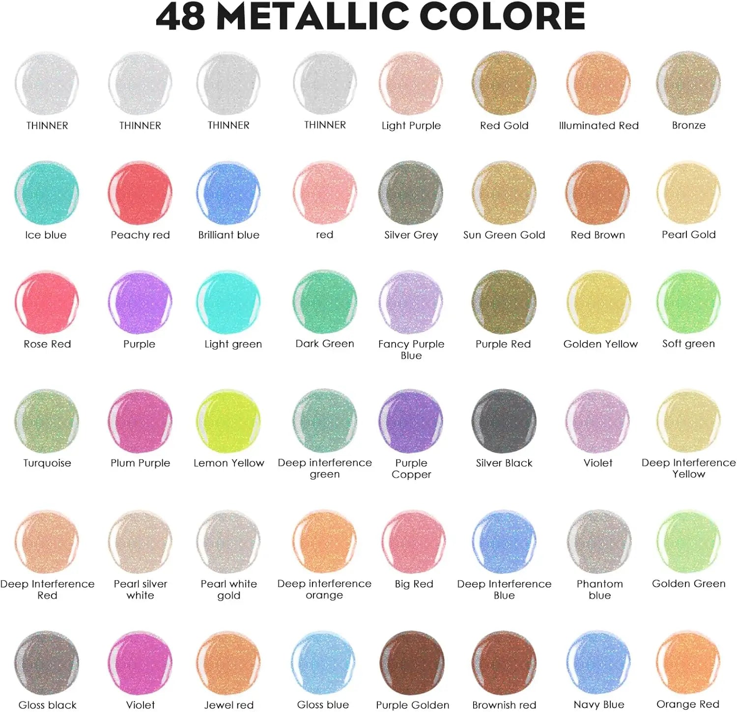 44 Color Metallic Airbrush Paint Set