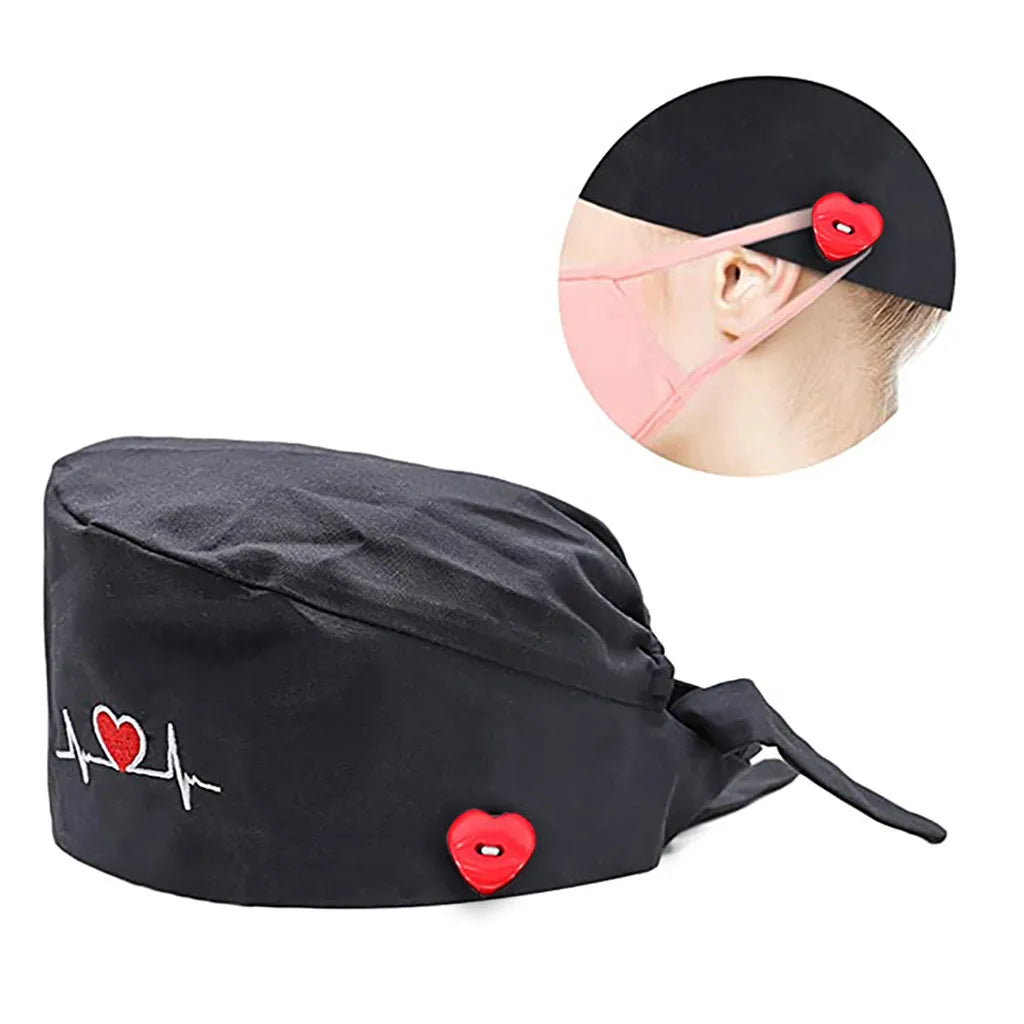 Love button embroidery pure cotton operating room hat doctor nurse operating room hat