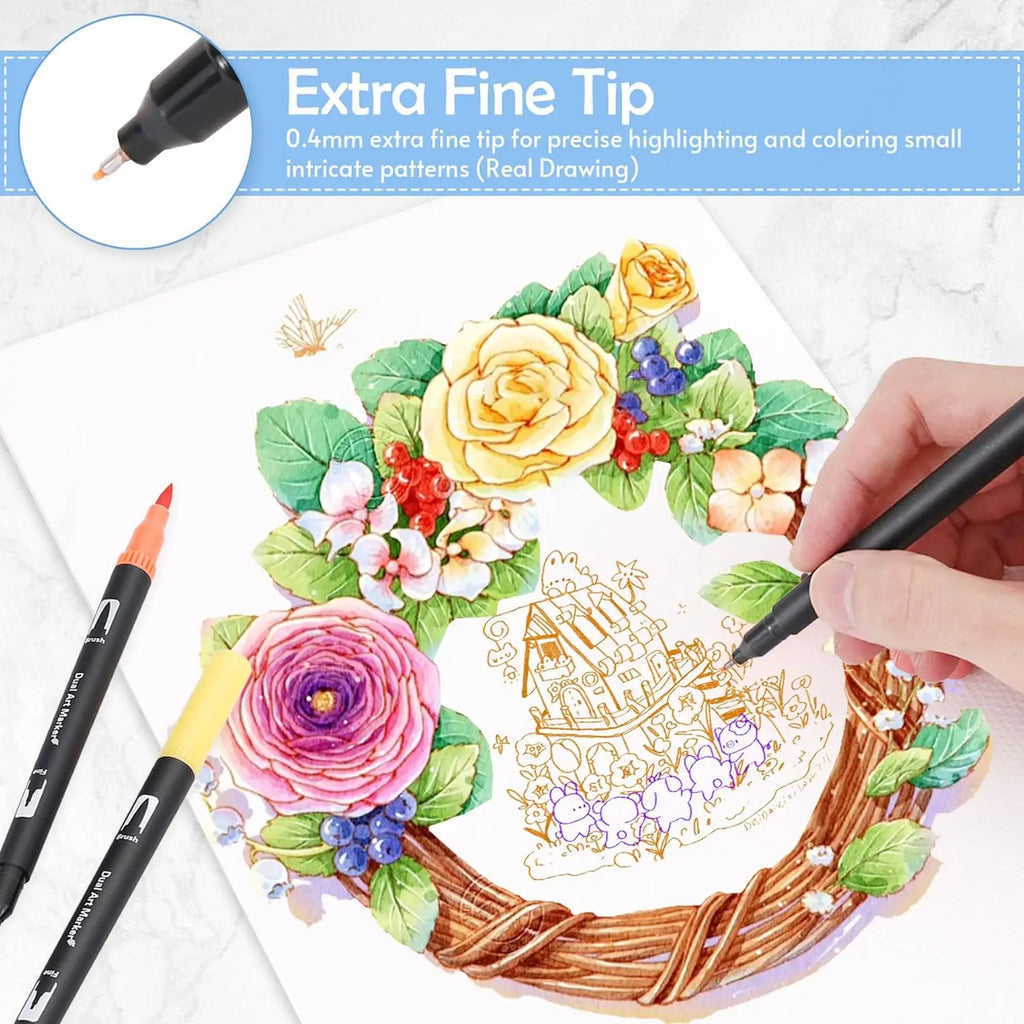 72pcs Color Double Ended Art Marker Pens Set