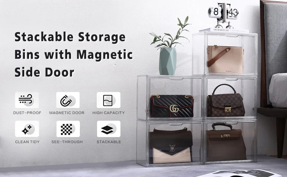 1pc/3pcs Clear Display Case Large Capacity Storage Box Organizer Toy Showcase