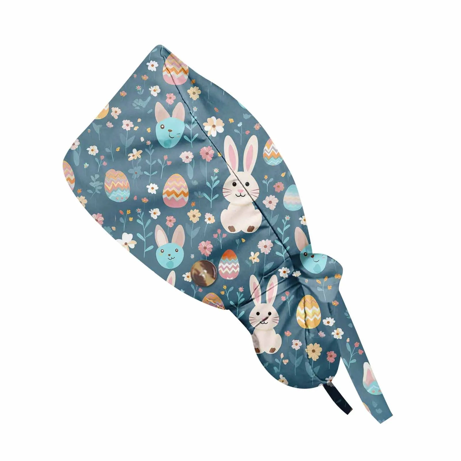 Fashion Easter Printed Nurse Hat Casual Women's Ponytail Hats Washing Hats Baotou Hat Dustproof Hat Nursing Work Hats