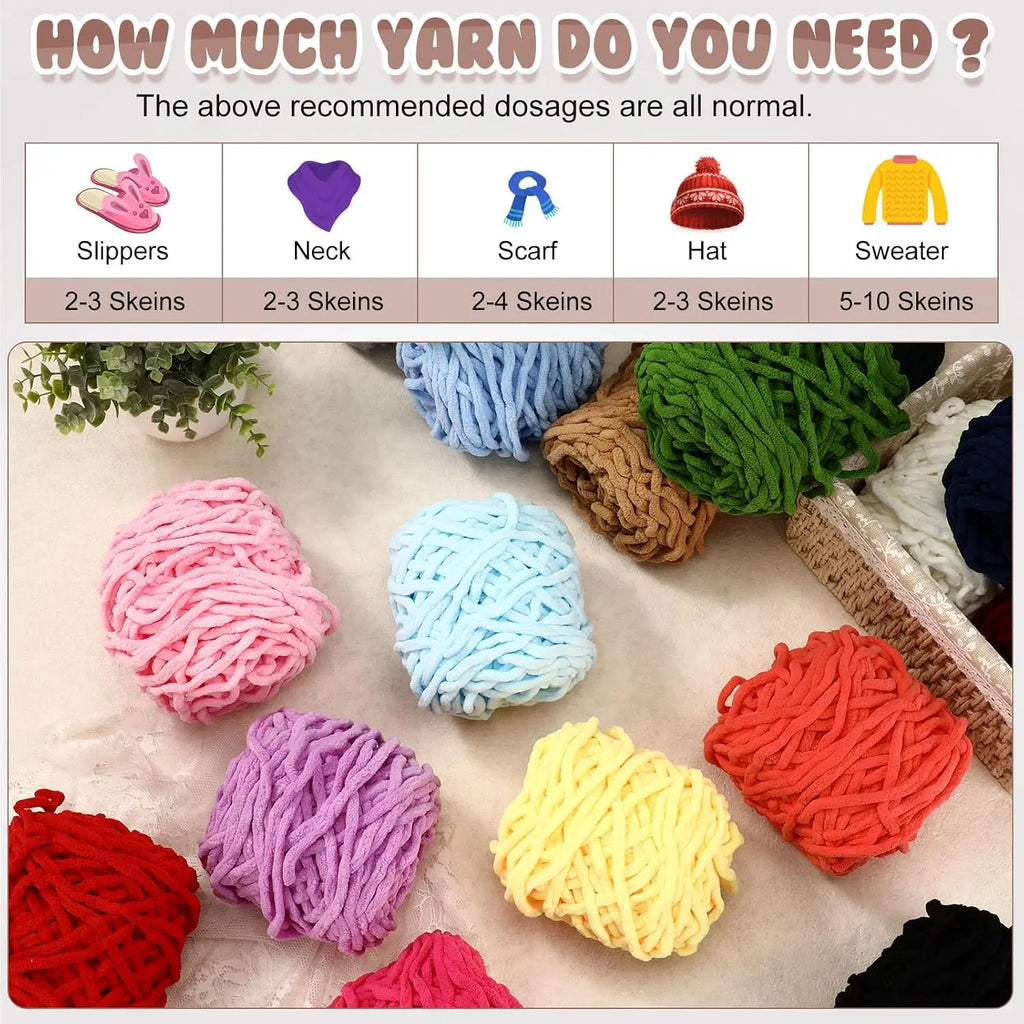 Multicolored Bulky Chenille Yarn for Crocheting