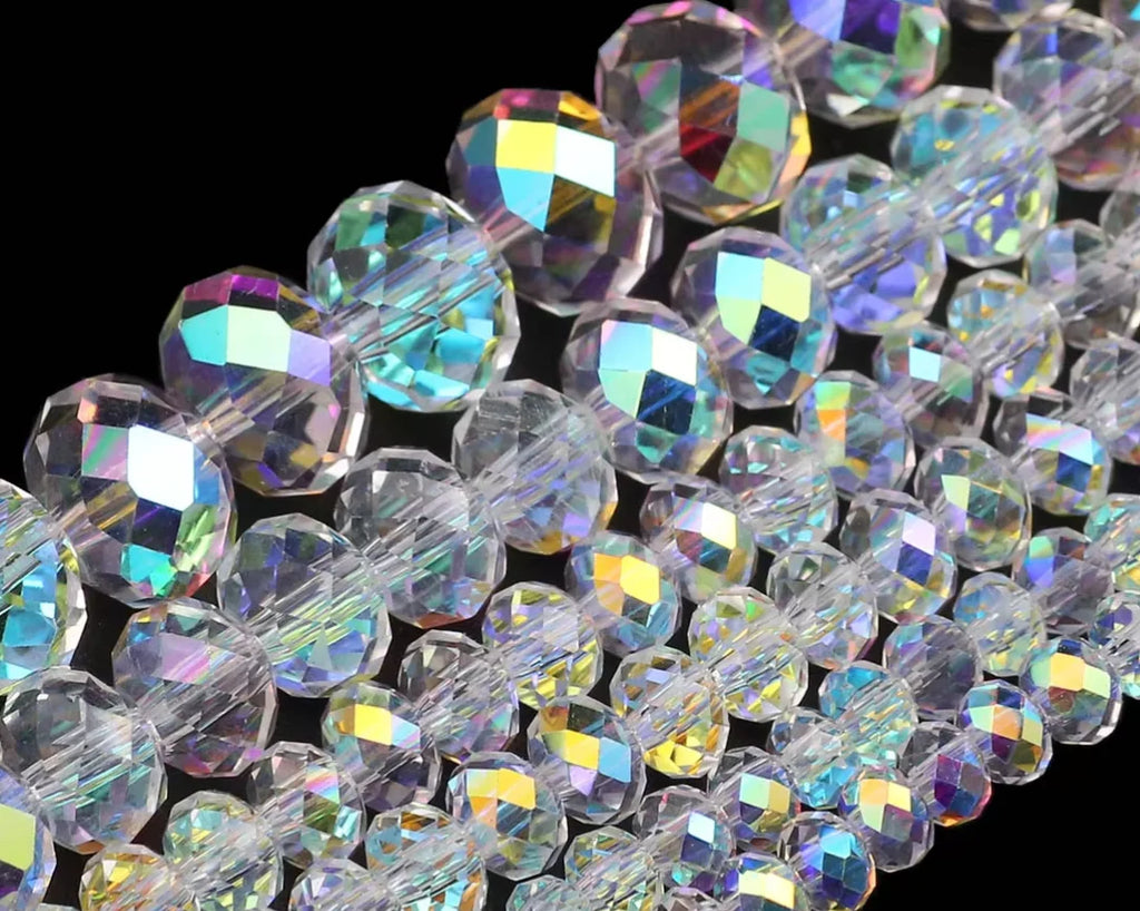 Austrian Crystal White AB Glass Beads Transparent With Hole Loose Beads