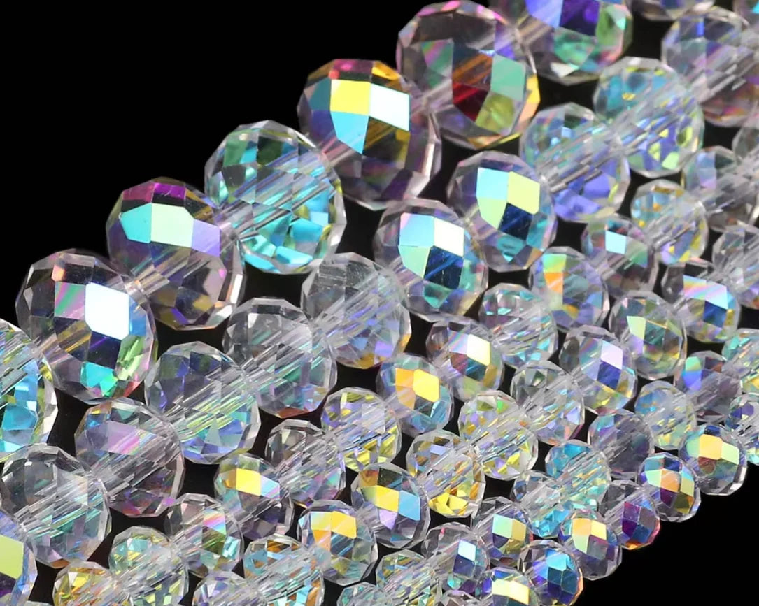Austrian Crystal White AB Glass Beads Transparent With Hole Loose Beads
