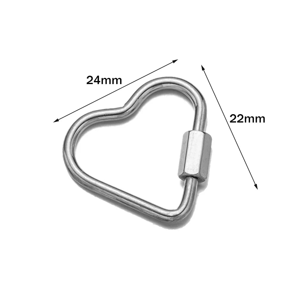 5pcs Stainless Steel Oval Star Buckle Carabiner Screw Lock Clasps For DIY Key ring