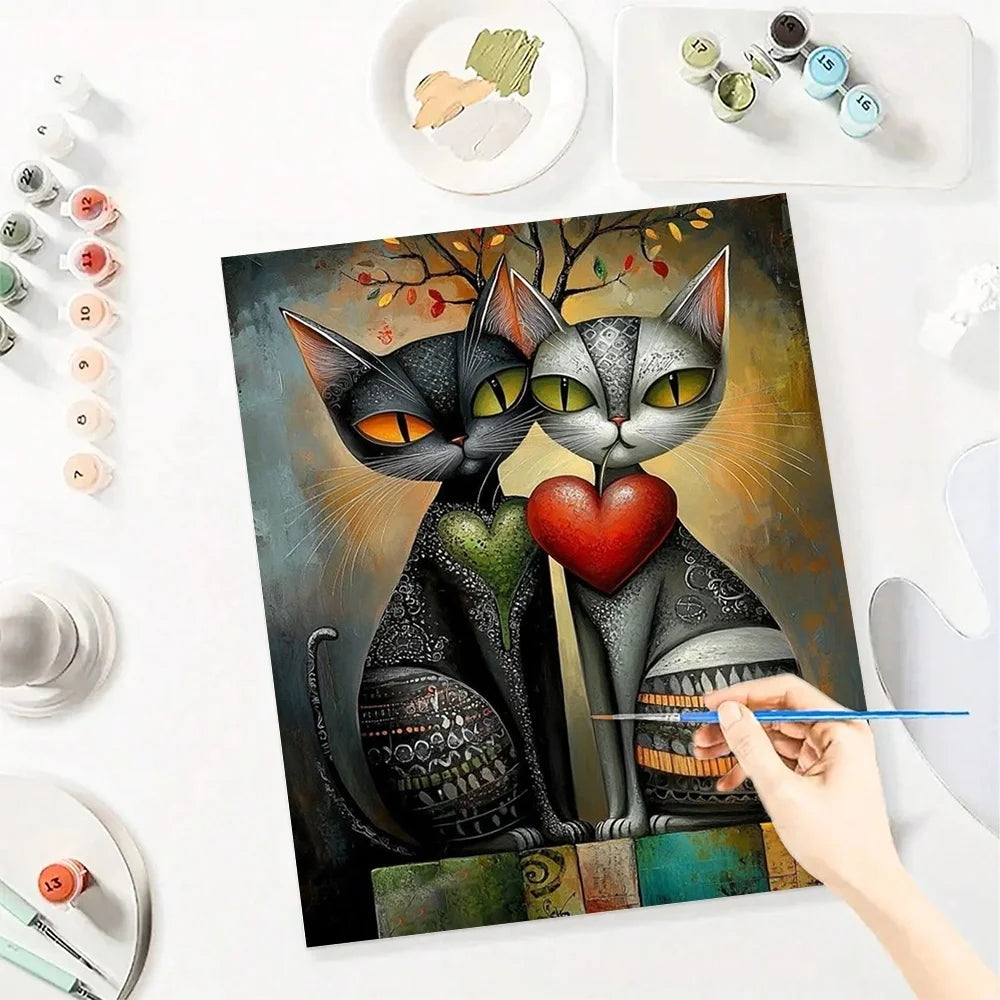 Cartoon Diy Art Paint By Numbers  Abstract Cat