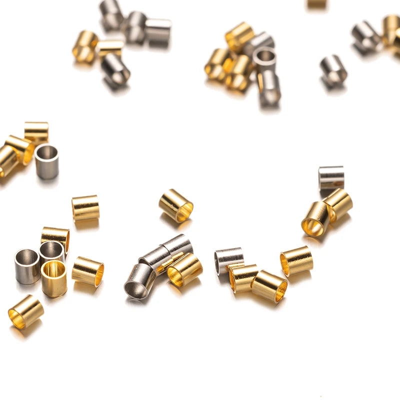 100pcs Stainless Steel, Tube Beads Spacer End Stopper Cap For DIY Jewelry Making