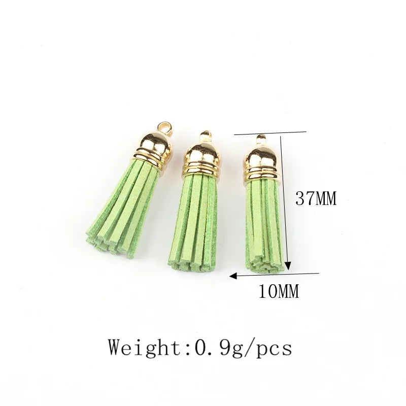 10pcs 36mm Leather Tassel Charms Straps, Suede Tassels DIY Jewelry Accessories