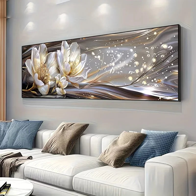 5D DIY Diamond Paintings White Magnolia Flower Diamond Embroidery Cross-Stitch.