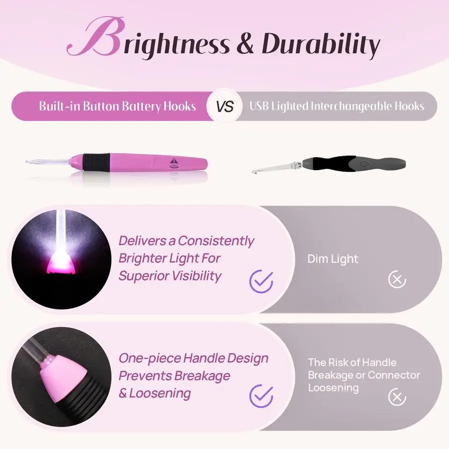 Light Up Crochet Hook with Battery