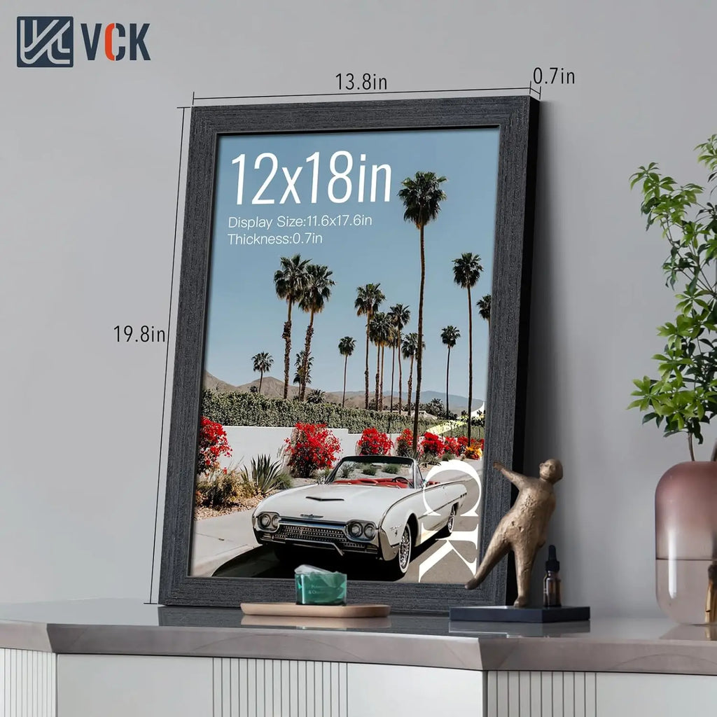 12x18 Black Oak Poster Frame 3-Pack, Natural Grain Solid Wood Picture Frame for Wall Gallery Display