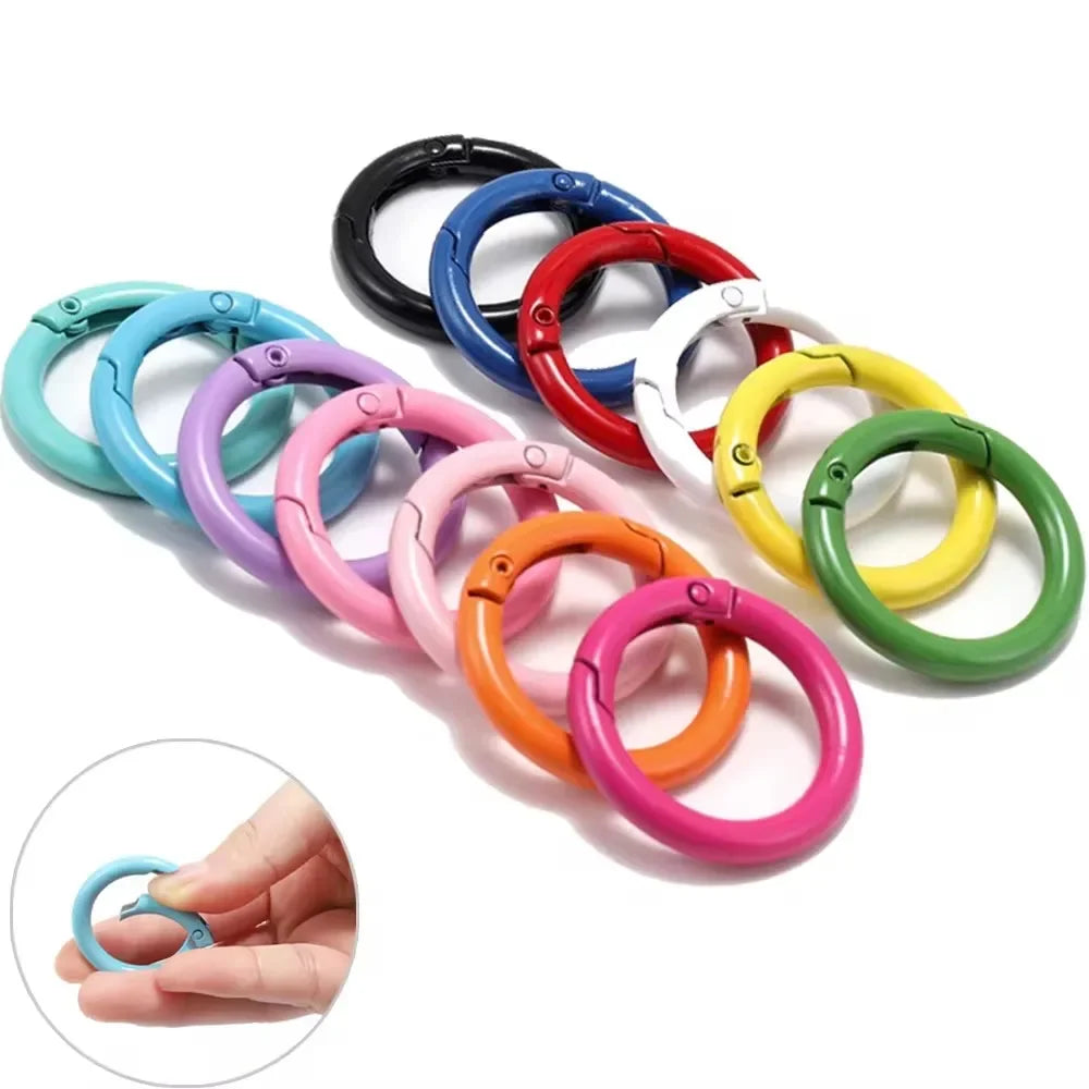 5Pcs/Lot 21 Colors Metal O Ring Spring Clasp Openable Round Carabiner Keychain Clips Hook
