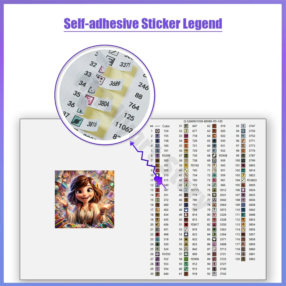 120 Colors Resin DIY Diamond Painting Beautiful Woman with Glasses Flower with Sticker.