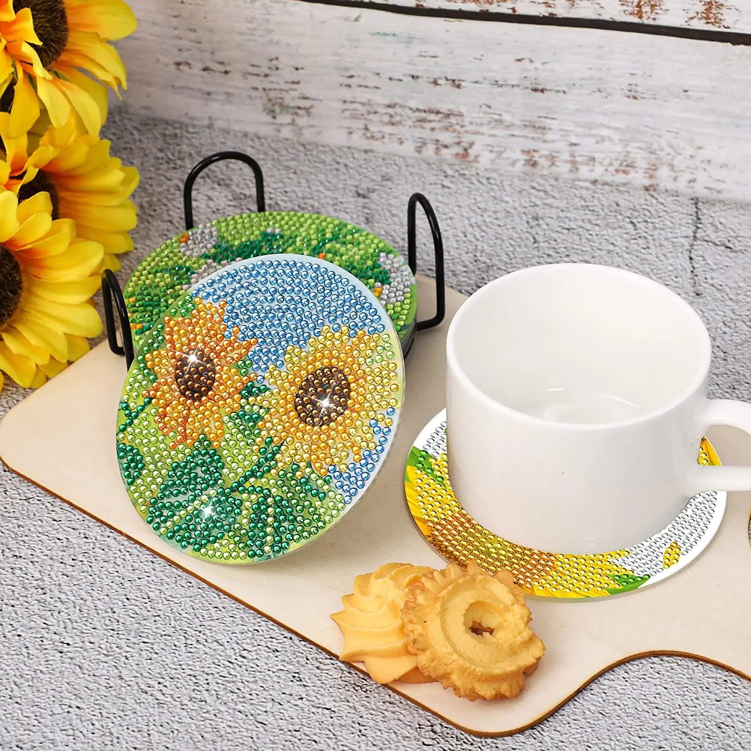 8pc/Sets DIY Diamond Art Coaster Kits for Adults, Kids and Beginners.