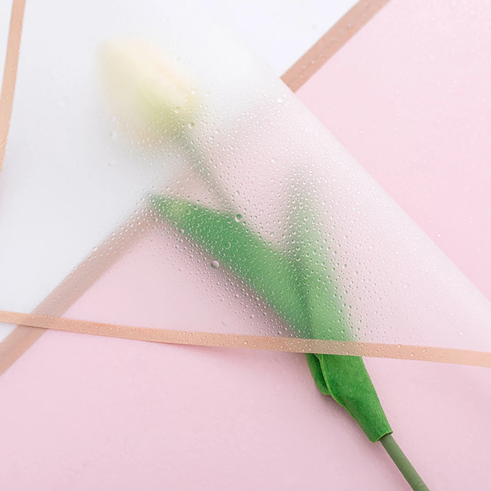 10 Sheets Flower Wrapping Paper with Golden Edges, Waterproof.