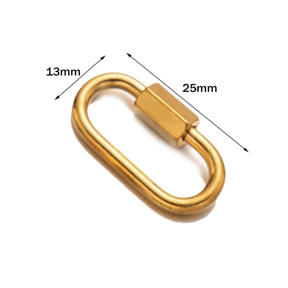 5pcs Stainless Steel Oval Star Buckle Carabiner Screw Lock Clasps For DIY Key ring