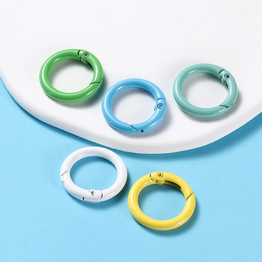 5Pcs/Lot 21 Colors Metal O Ring Spring Clasp Openable Round Carabiner Keychain Clips Hook