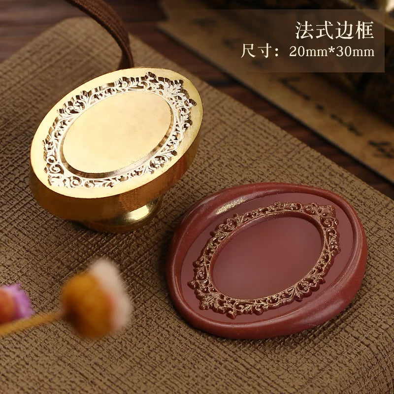 1pc Photo Frame Series Wax Seal Stamp Brass Heads Oval and Circle