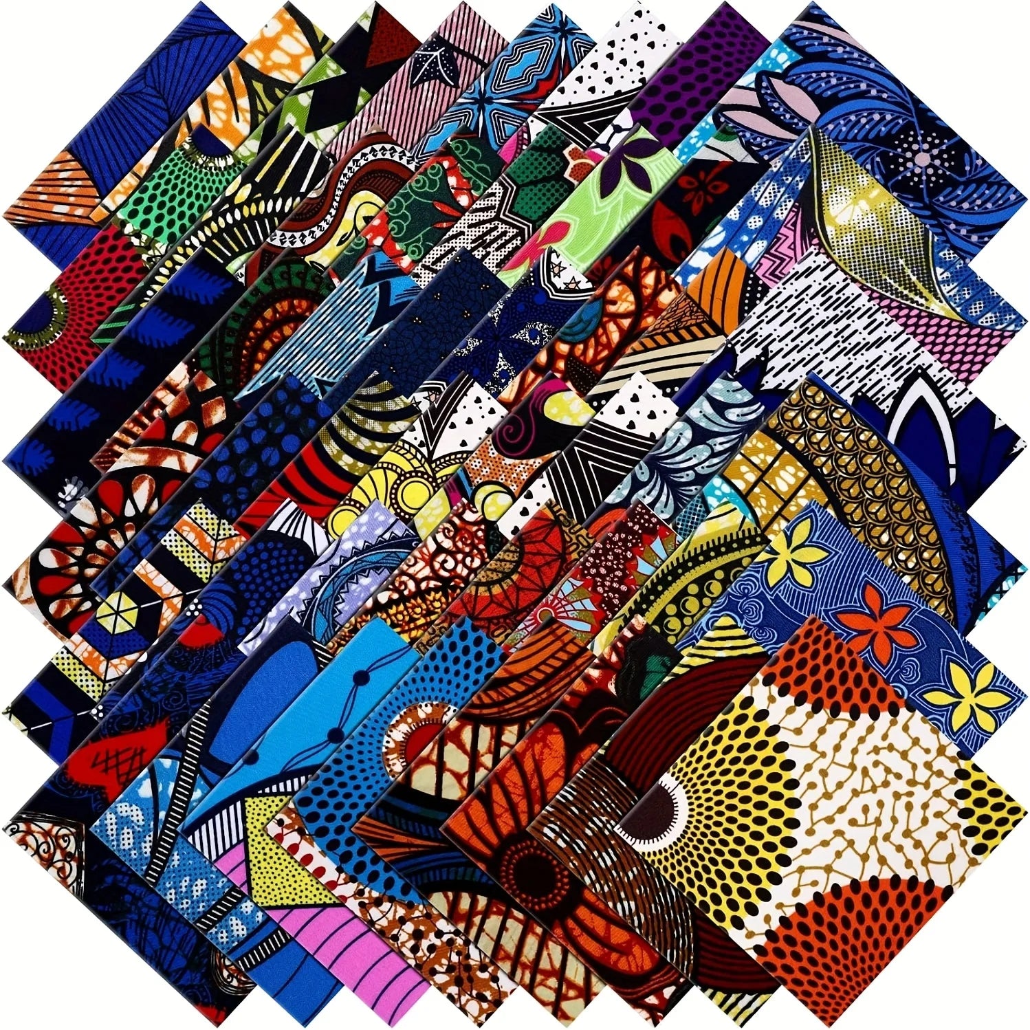 30/100pcs 4x4Inches pre cut fabric,Multicolor African Fabric Square