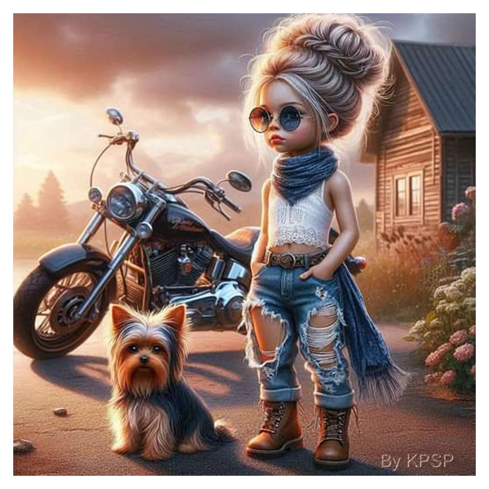 Cool Girl 5D DIY Diamond Painting Full Diamond Mosaic Embroidery Steampunk Girl Cross Stitch Kits Set Art