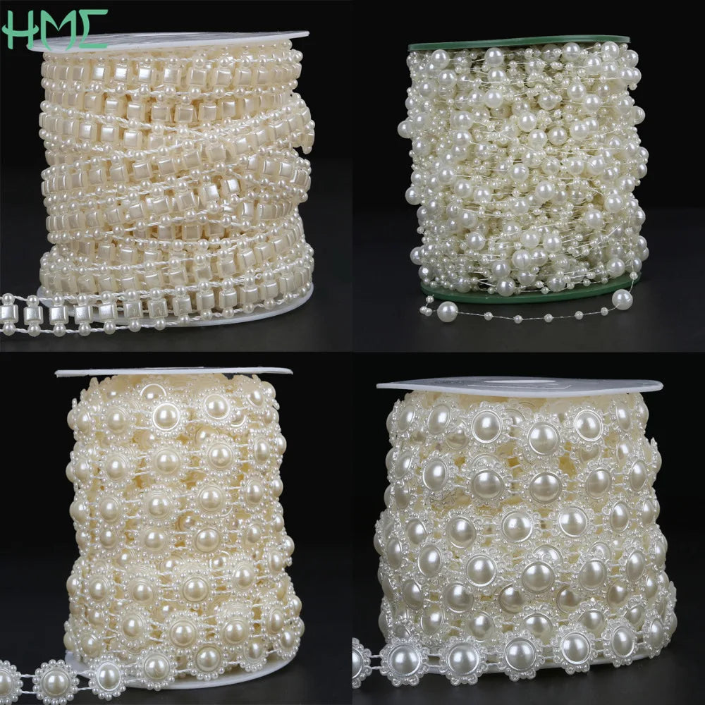 ABS Imitation Ivory Pearl Bead Chain Line Cord Thread Trim for DIY Wedding Party Decoration & Jewelry Findings Craft Accessories