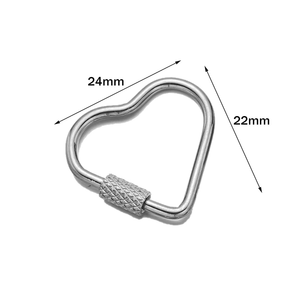 5pcs Stainless Steel Oval Star Buckle Carabiner Screw Lock Clasps For DIY Key ring