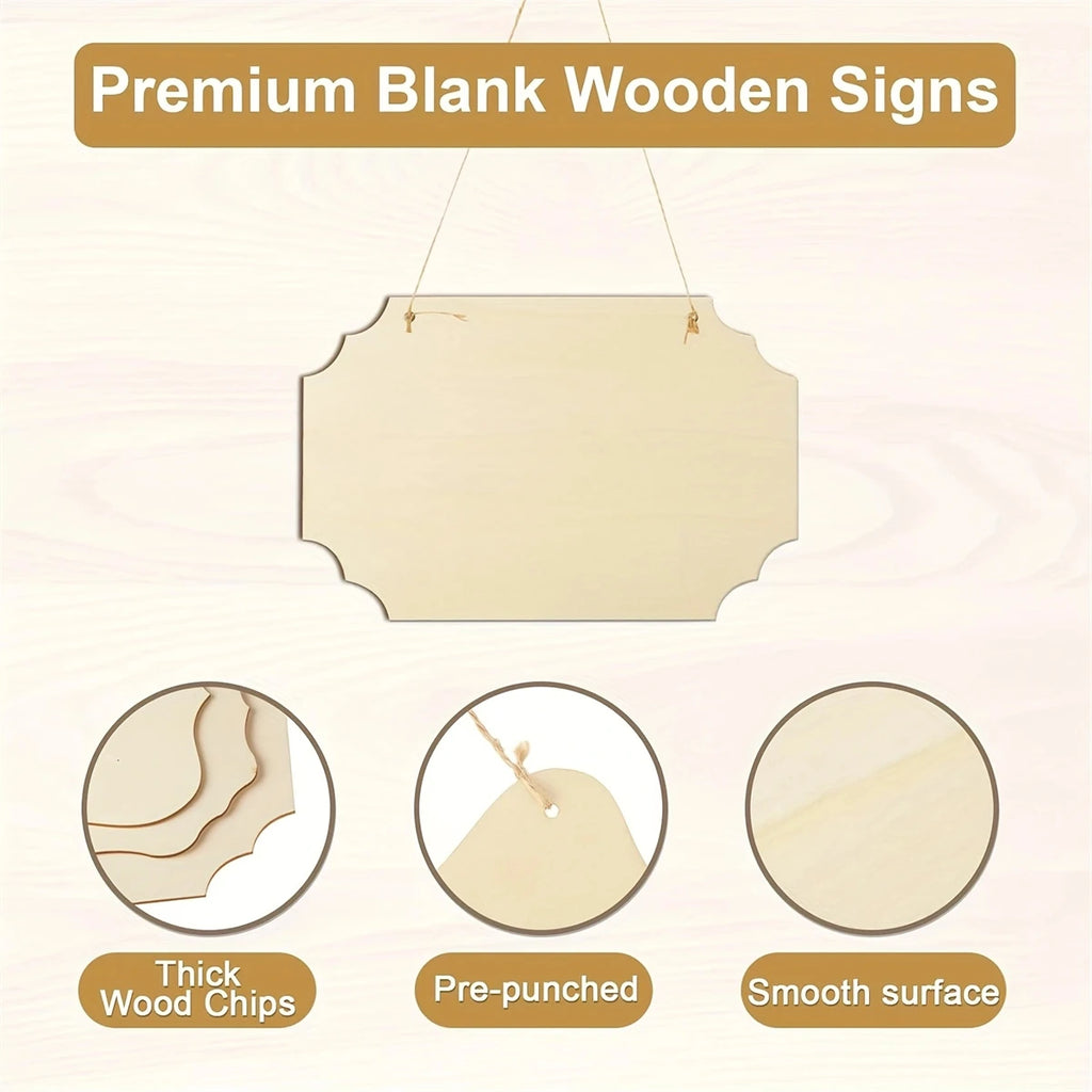 12PCS Unfinished Rectangle Hanging Signs Wood Slices