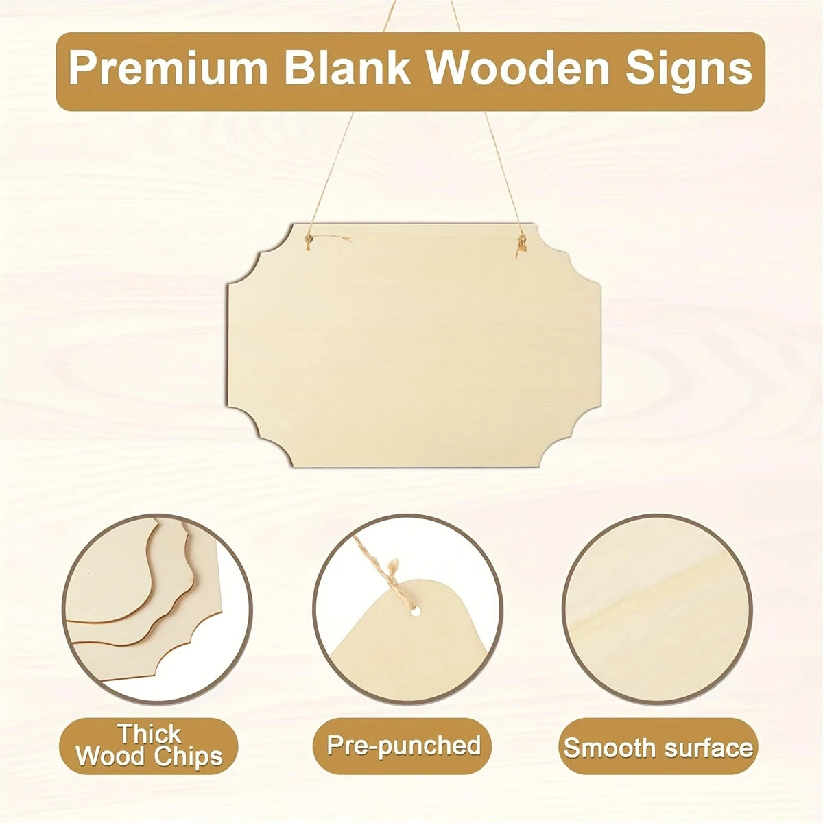 12PCS Unfinished Rectangle Hanging Signs Wood Slices
