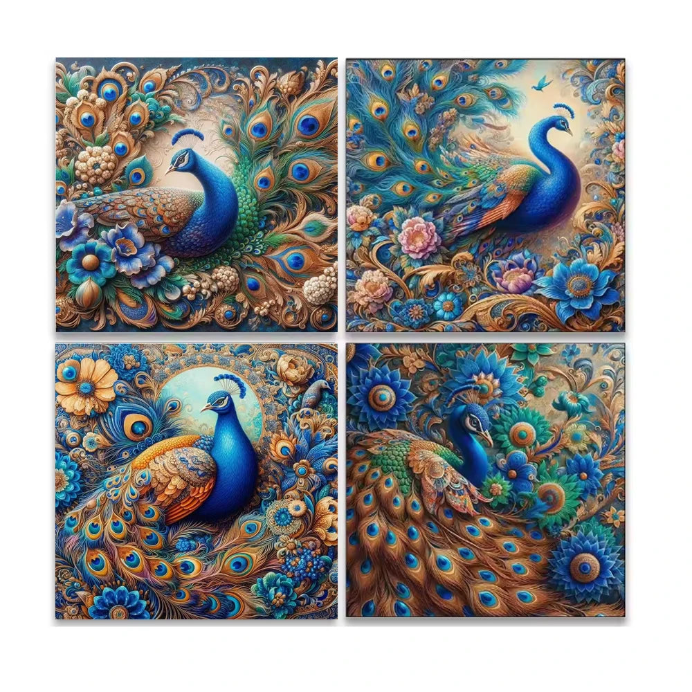 5DDi Colorful Flowers Animal Peacock Diamond Art Kits for Beginners, DIY Full Round Gem Art Picture for Gift Home Wall Decor