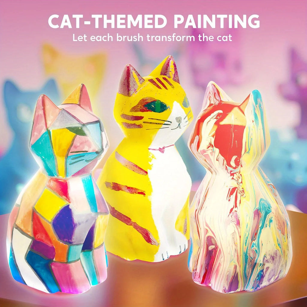 JOYFY Kids DIY Night Light Paint Your Own Cat Lamp