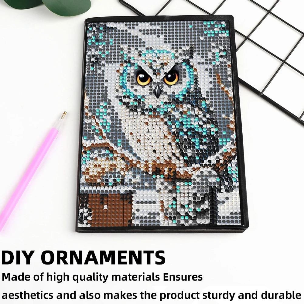 5D DIY Owl Diamond Art Painting Kit Crystal Notepad Sketchbook