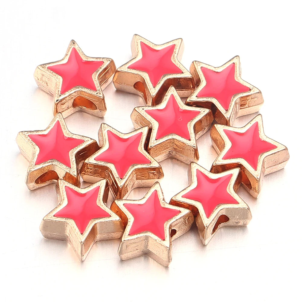 10pcs/Lot 8mm Alloy Double Sided Love Heart Enamel Beads for Jewelry Making Charms Loose Spacer Beads DIY Bracelet Necklace