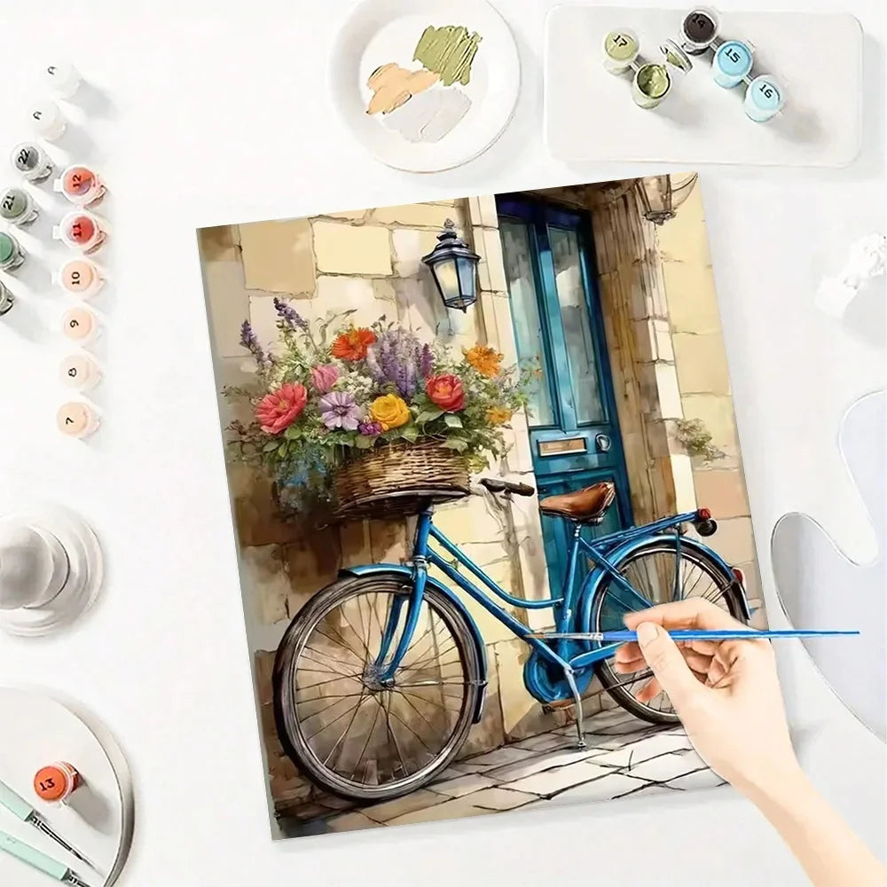 Flower Bicycle Paint By Numbers For Adult Floral