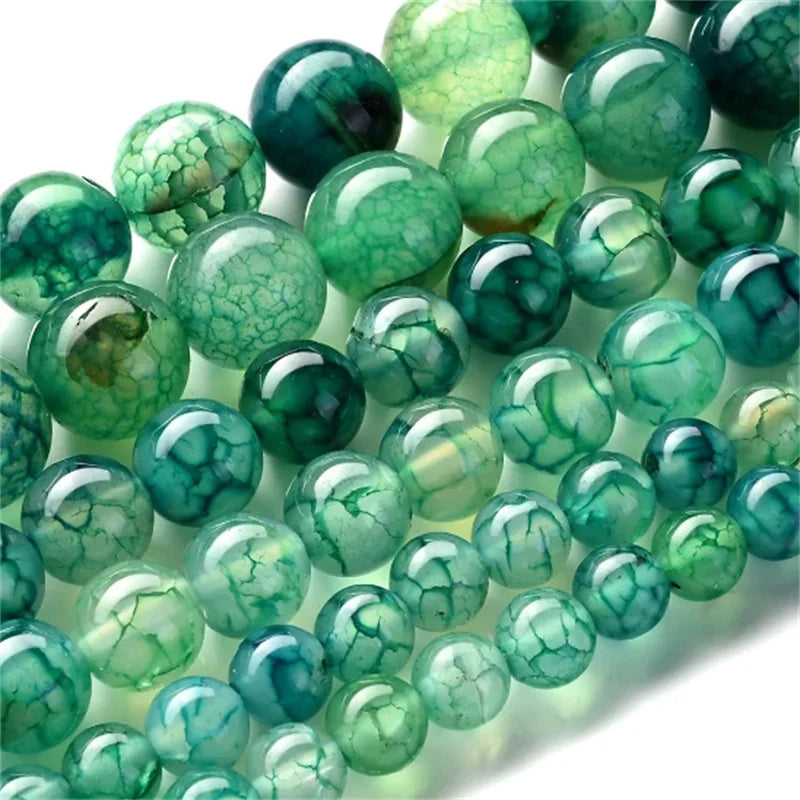 6/8/10mm Natural Green Round Stone Loose Spacer Beads