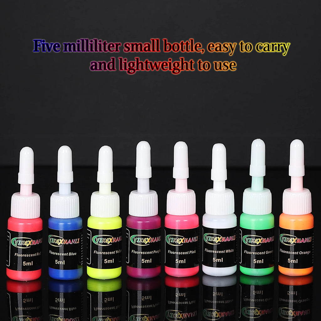 Fluorescent Tattoo Ink Kit Safe Non-toxic, Stylish Body Art That Glows