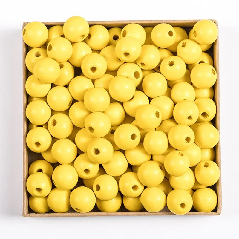 Wooden Beads Multi Colors Round Shaped DIY Craft Bracelet Necklaces Jewelry Accessories