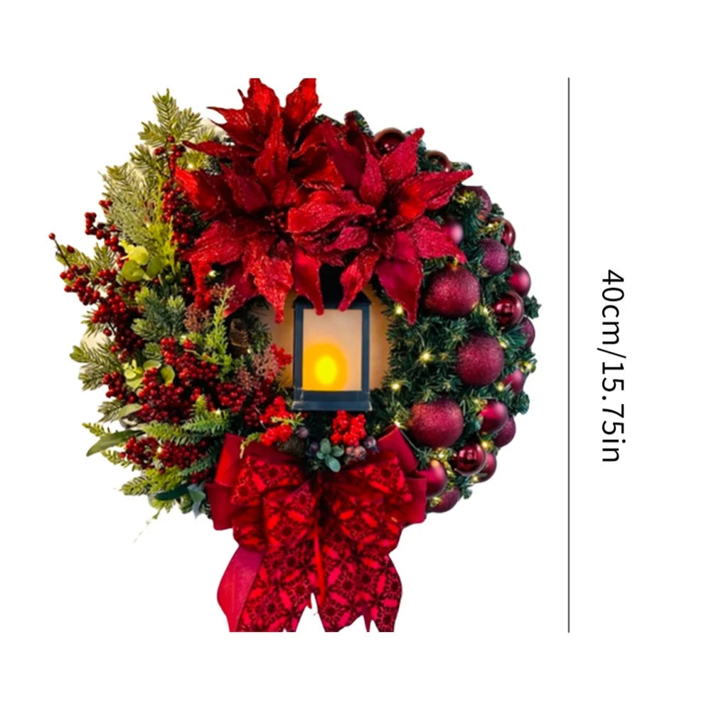 40cm Sacred Christmas Wreath with Lights Hanging Ornaments