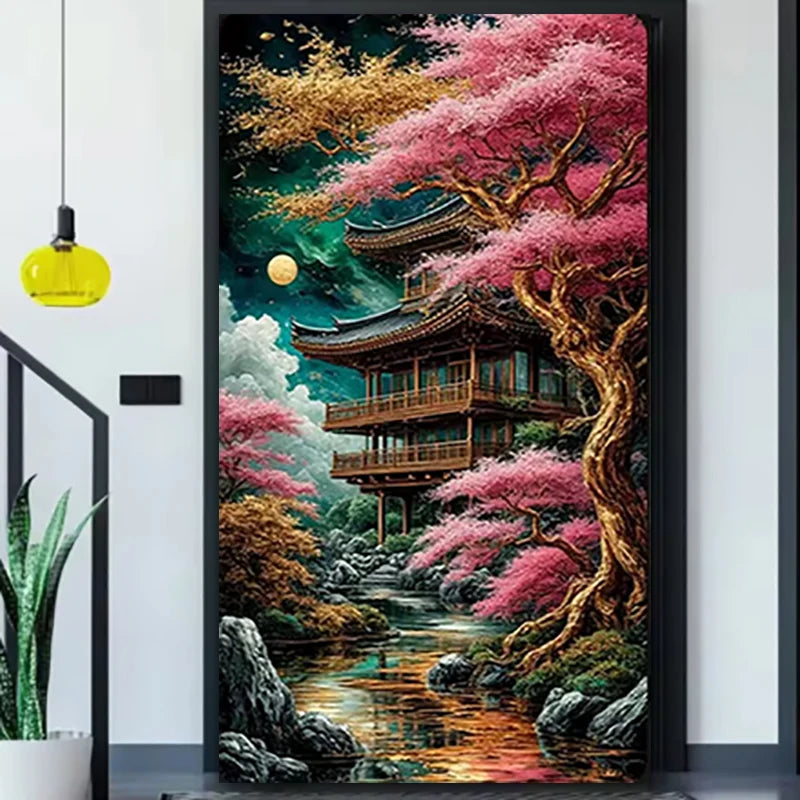Diamond Painting Kits , Moon Night Cherry Blossom 5D Diamond Art Kits